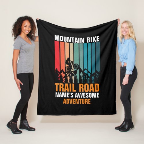 Add Name Edit Text Mountain Bike Trail Adventure T Fleece Blanket