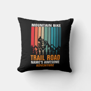 Add Name Edit Text Mountain Bike Trail Adventure Throw Pillow