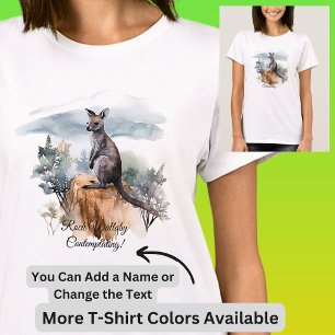 Add Name Edit Text - Rock Wallaby Watercolour T-Shirt