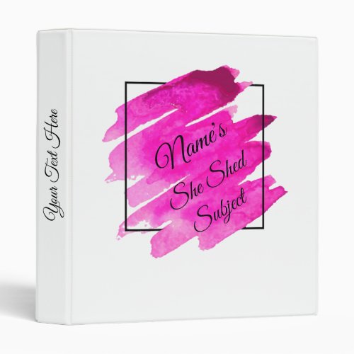 Add Name Edit Text She Shed Mauve Brush Stroke     3 Ring Binder