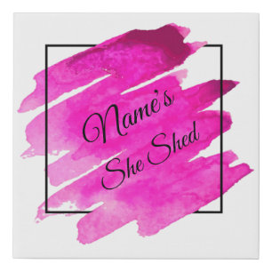 Add Name Edit Text She Shed Mauve Brush Stroke     Faux Canvas Print