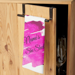 Add Name Edit Text She Shed Mauve Brush Stroke     Kitchen Towel