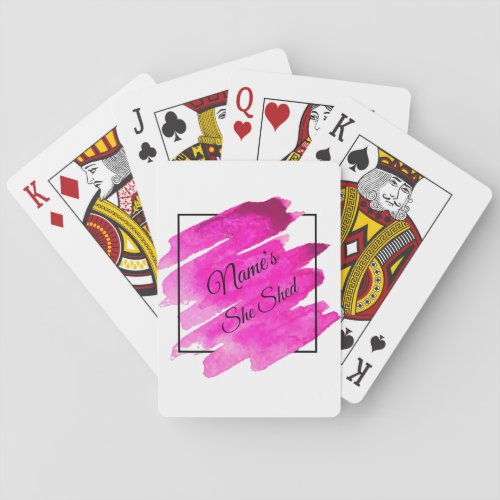 Add Name Edit Text She Shed Mauve Brush Stroke     Playing Cards