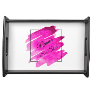 Add Name Edit Text She Shed Mauve Brush Stroke Serving Tray