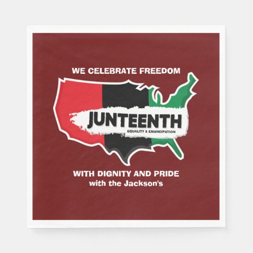 Add Name Edit Text USA Map Juneteenth Party Paper  Napkins
