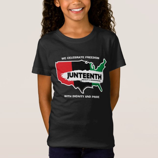 Add Name Edit Text USA Map Juneteenth T-Shirt (Front)