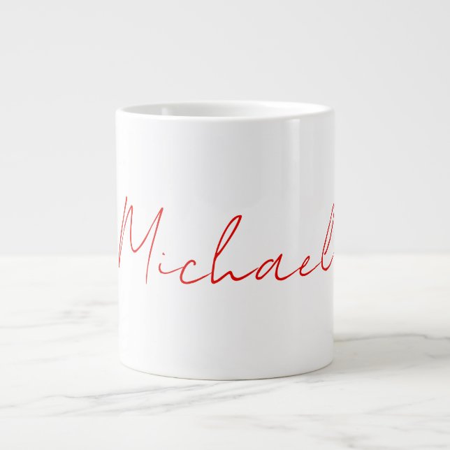 Add Name Elegant Creative Callgraphy Red White Giant Coffee Mug (Front)