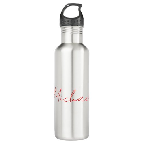 Add Name Elegant Creative Callgraphy Red White Stainless Steel Water Bottle