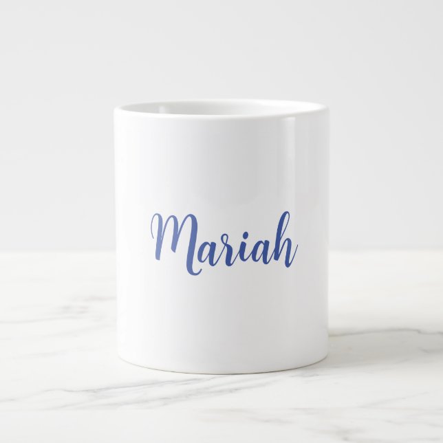 Add Name Elegant Creative Classical Blue White Giant Coffee Mug (Front)