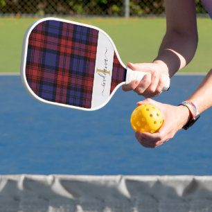Add Name Elegant Monogram Plaid Rustic Tartan Pickleball Paddle