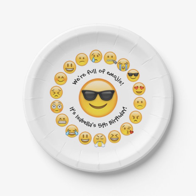 Add Name - Emoji Birthday Party Personalized Paper Plates (Front)