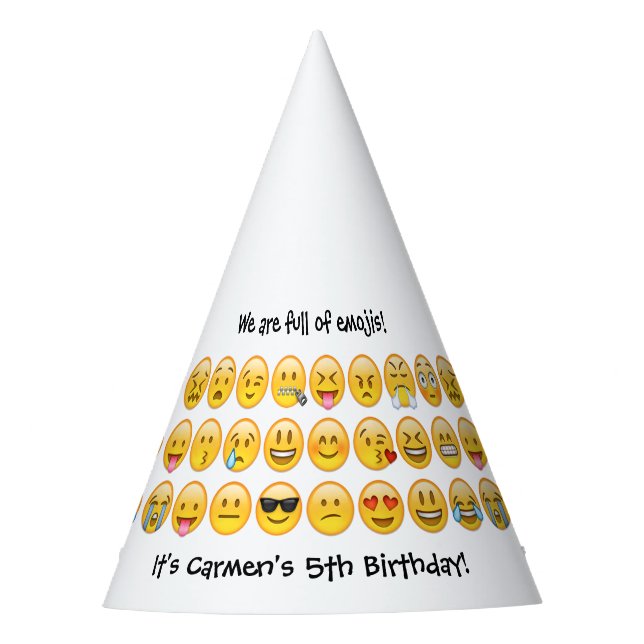 Add Name - Emoji Birthday Party Personalized Party Hat (Front)