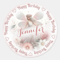 Add Name Fairy Princess Classic Round Sticker