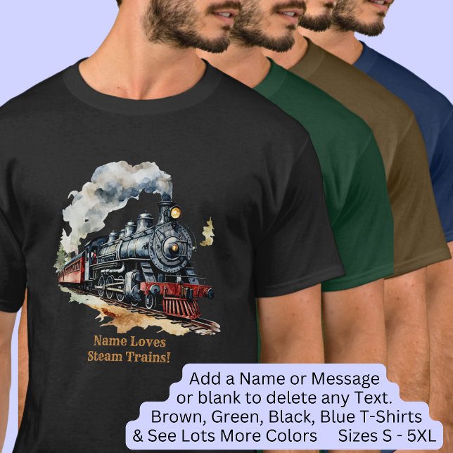 Add Name Fantasy Steam Engine Locomotive Painting  T-Shirt (Creator Uploaded)