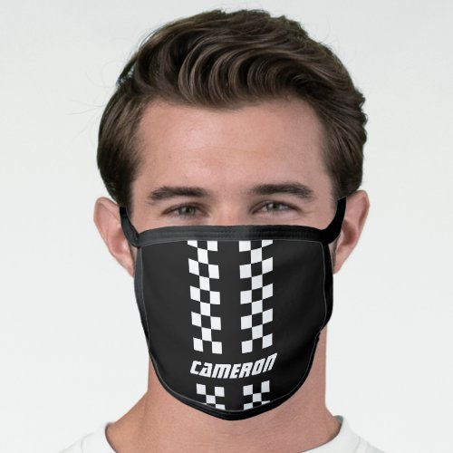 Add Name Fully Custom Colors Checkered Stripes Face Mask