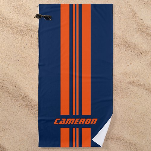 Add Name Fully Custom Colors Racing Stripes 1 Beach Towel