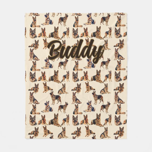 Add Name, German Shepherd  Fleece Blanket (Front)