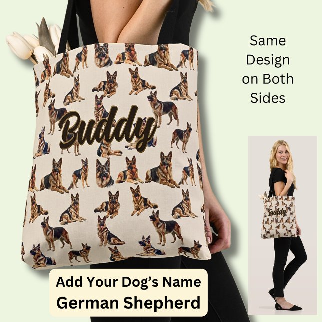 Add Name, German Shepherd  Tote Bag (Creator Uploaded)