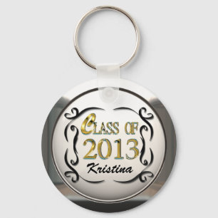 Add Name Gold & Black Decorative Grad Keychain