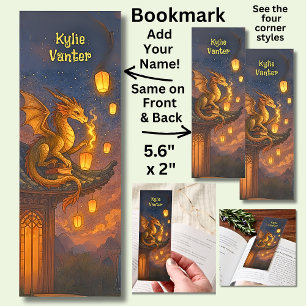 Add Name - Golden Dragon with Lantern Bookmarks