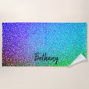 Add Name, Graduated Mauve Blue Aqua Green Beach Towel