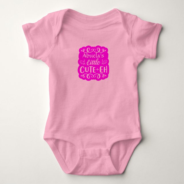 Add Name Grandma's Little Cute-eh Pink Girl  Baby Bodysuit (Front)