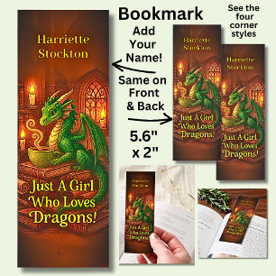 Add Name - Green Dragon with Teacup Golden Lights Bookmarks