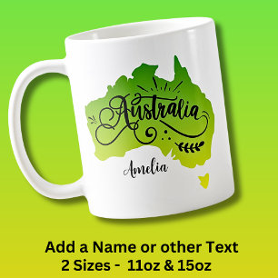 Add Name - Green Yellow Australia Map Coffee Mug