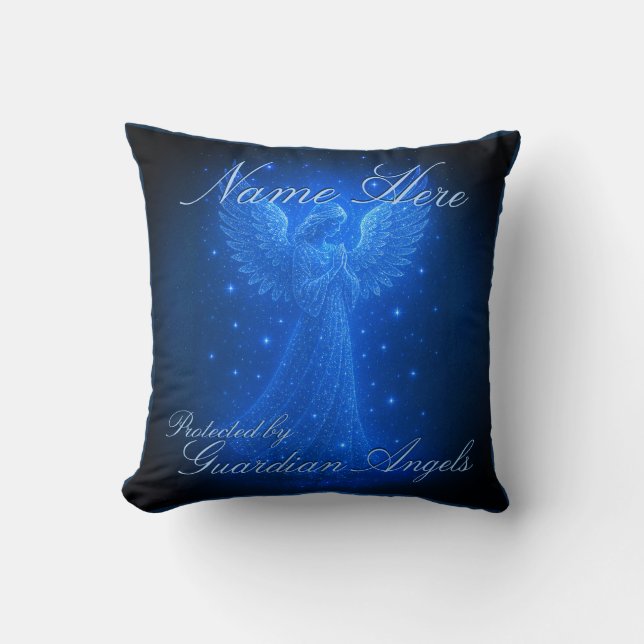 Add Name Guardian Angel Throw Pillow (Front)