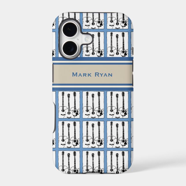 add name guitars music pattern iphone case (Back)