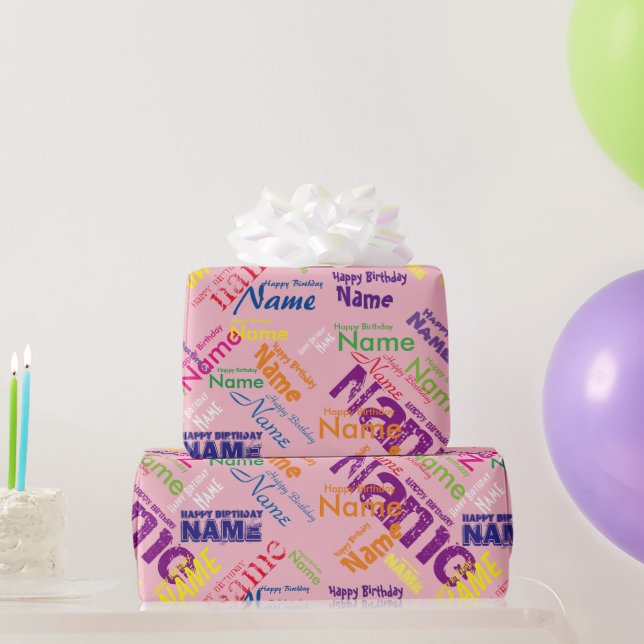 Add Name Happy Birthday Wrapping Paper (Party Gifts)