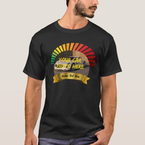 Add Name  His Car Photo with Banner Speedo Icon T_Shirt
