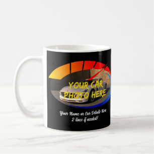 Add Name & His Car Photo, with Speedo Icon Coffee Mug