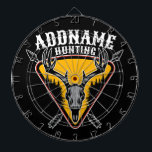 ADD NAME Hunter Elk Skull Big Antlers Deer Hunting Dart Board<br><div class="desc">Personalized Hunter Deer Elk Skull Hunting design -Elk with Antlers,  Pine Trees,  Arrows - Customize with your Name or Custom Text!</div>
