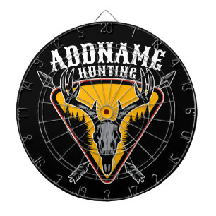 ADD NAME Hunter Elk Skull Big Antlers Deer Hunting Dart Board