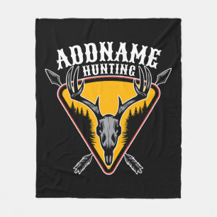 ADD NAME Hunter Elk Skull Big Antlers Deer Hunting Fleece Blanket