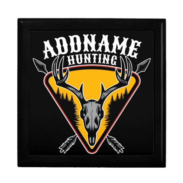 ADD NAME Hunter Elk Skull Big Antlers Deer Hunting Gift Box (Front)