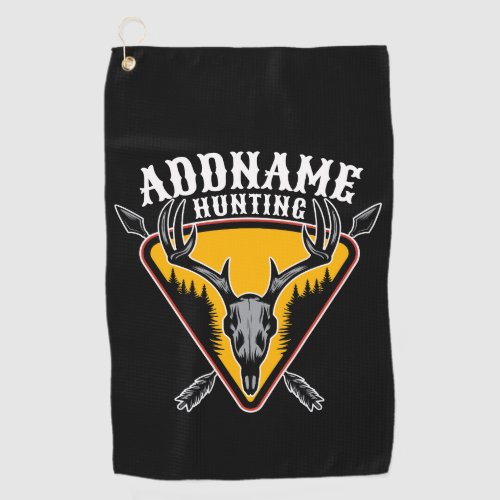 ADD NAME Hunter Elk Skull Big Antlers Deer Hunting Golf Towel