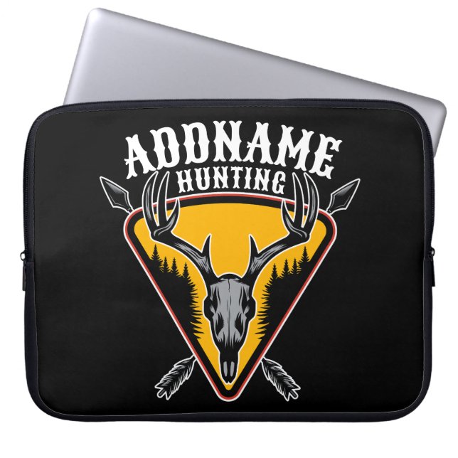 ADD NAME Hunter Elk Skull Big Antlers Deer Hunting Laptop Sleeve (Front)