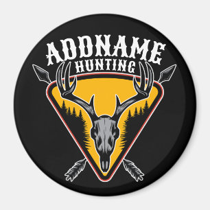ADD NAME Hunter Elk Skull Big Antlers Deer Hunting Magnet