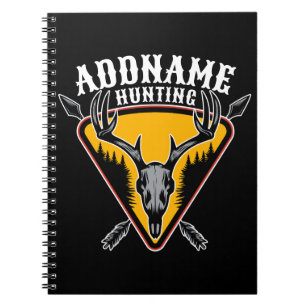 ADD NAME Hunter Elk Skull Big Antlers Deer Hunting Notebook