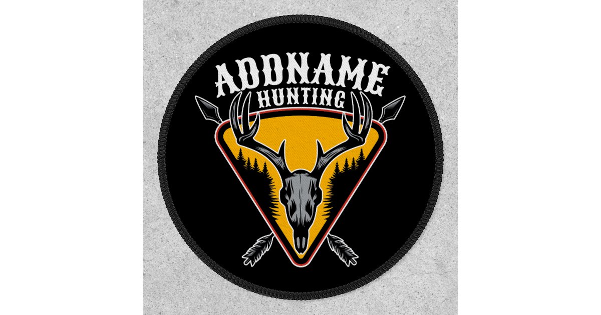 ADD NAME Hunter Elk Skull Big Antlers Deer Hunting Patch