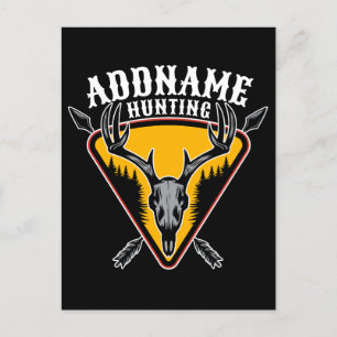 ADD NAME Hunter Elk Skull Big Antlers Deer Hunting Postcard