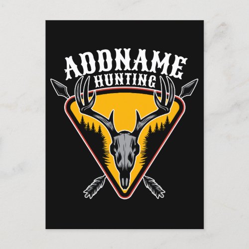 ADD NAME Hunter Elk Skull Big Antlers Deer Hunting Postcard
