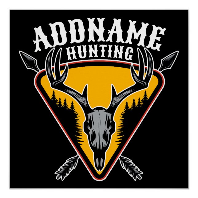 ADD NAME Hunter Elk Skull Big Antlers Deer Hunting Poster (Front)