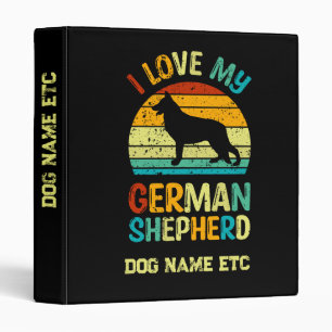 Add Name - I Love My German Shepherd Dog Sunset 3 Ring Binder