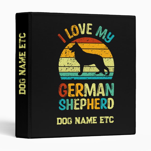 Add Name - I Love My German Shepherd Dog Sunset 3 Ring Binder (Front/Spine)