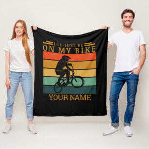 ADD NAME I'LL JUST BE ON MY BMX BIKE SUNSET FLEECE BLANKET