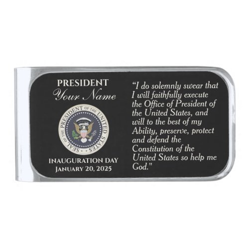 Add Name Inauguration Day January 20 2025 Silver Finish Money Clip