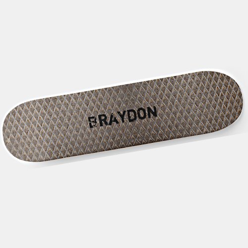 Add Name Initial Grey BrownChecker Plate Look     Skateboard